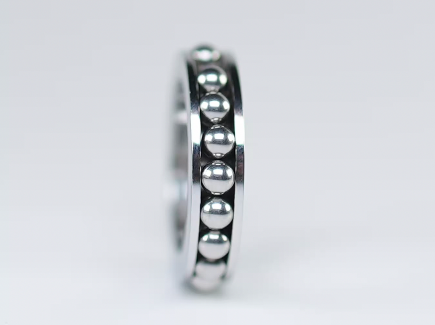 Fidget Ring for Anxiety & ADHD | Motion Ring – Stainless Steel Spinner Ring with Beads