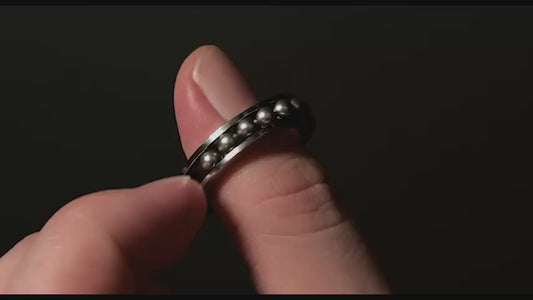 Fidget Ring for Anxiety & ADHD | Motion Ring   – Stainless Steel Spinner Ring with Beads